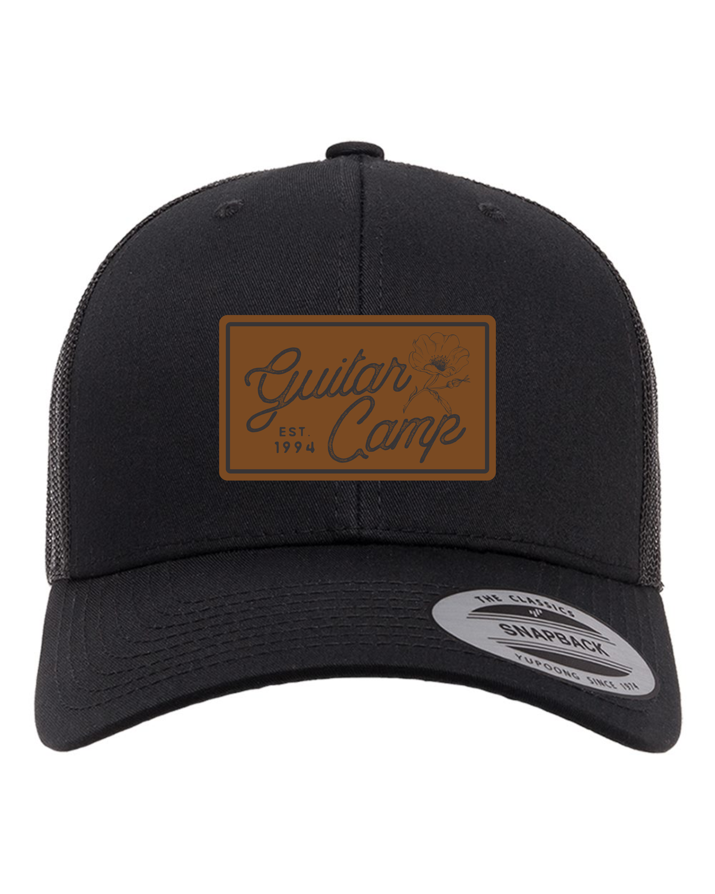 6606 Black SnapBack Hat with Faux Leather Patch