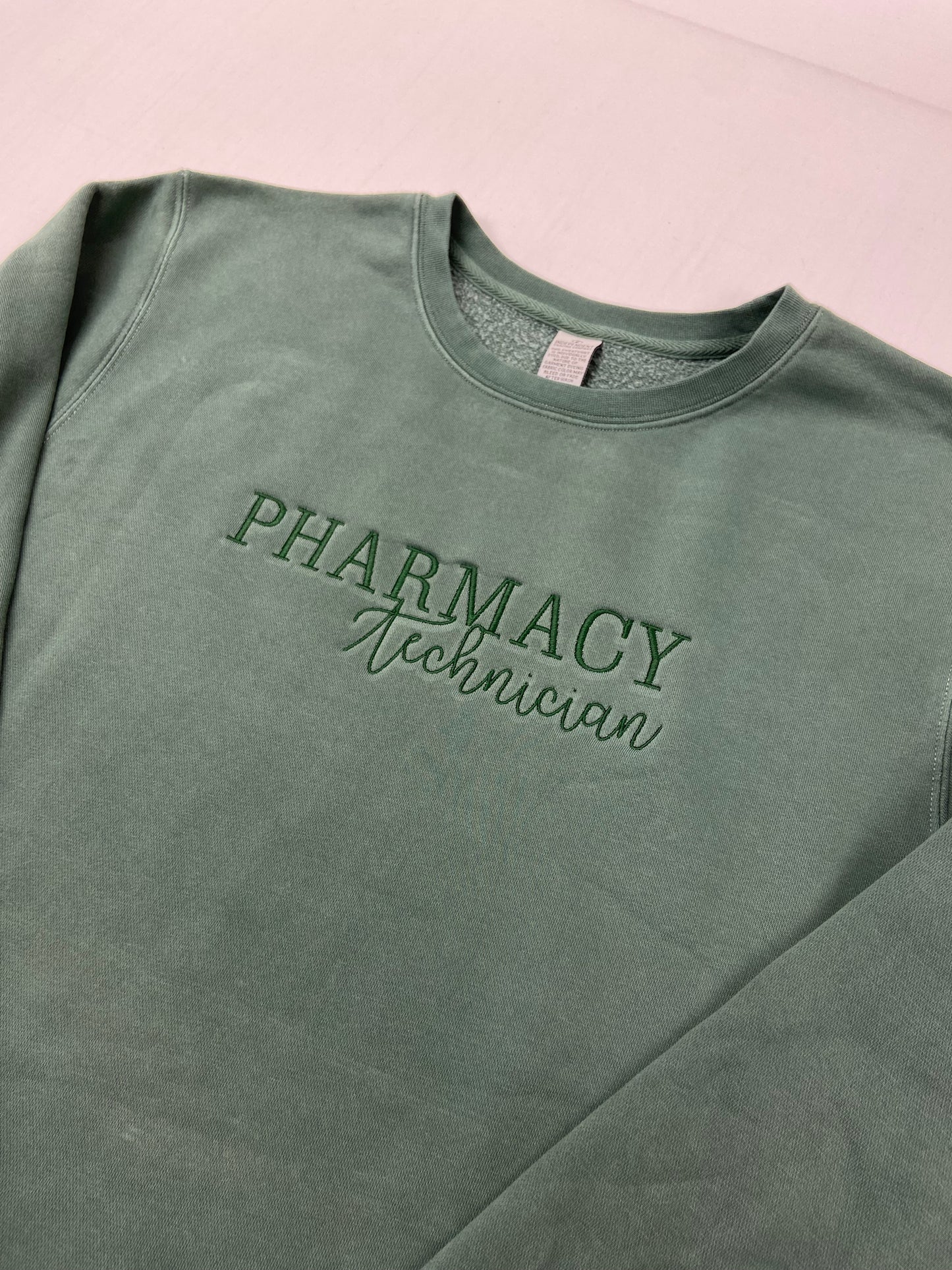 Pharmacy Technician Embroidered Crewneck | Alpine Green