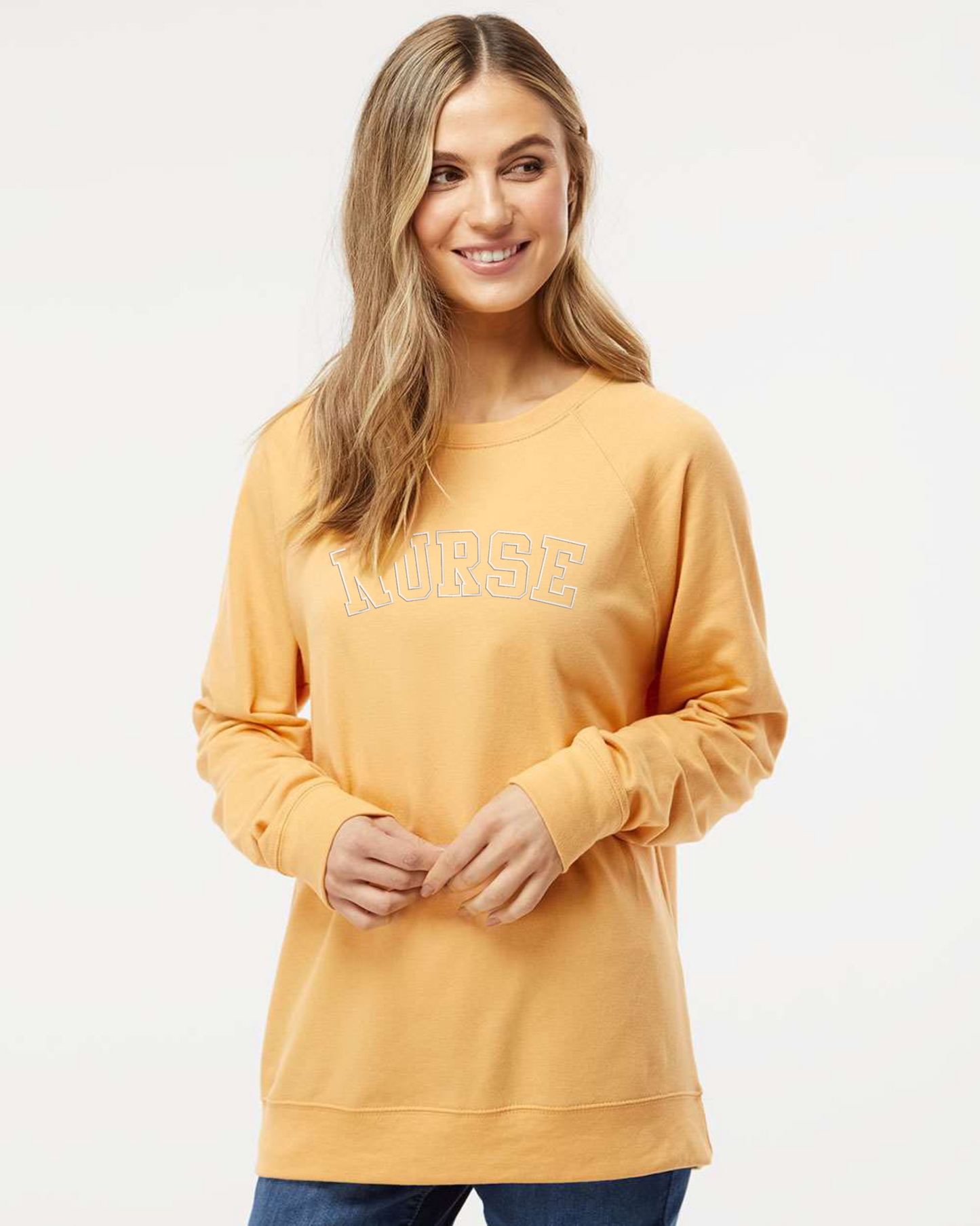 Harvest Gold Stylish and Comfortable Embroidered Nurse Crewneck: Perfect for Healthcare Professionals Active