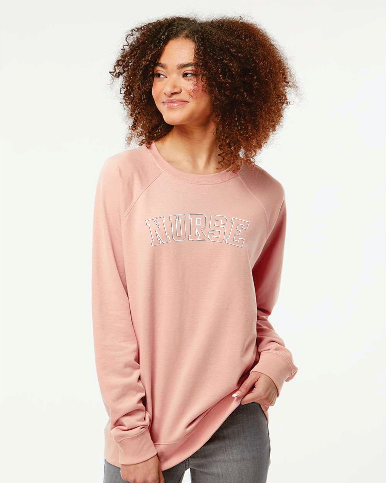 Rose Stylish and Comfortable Embroidered Nurse Crewneck: Perfect for Healthcare Professionals Active