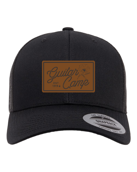 6606 Black SnapBack Hat with Faux Leather Patch