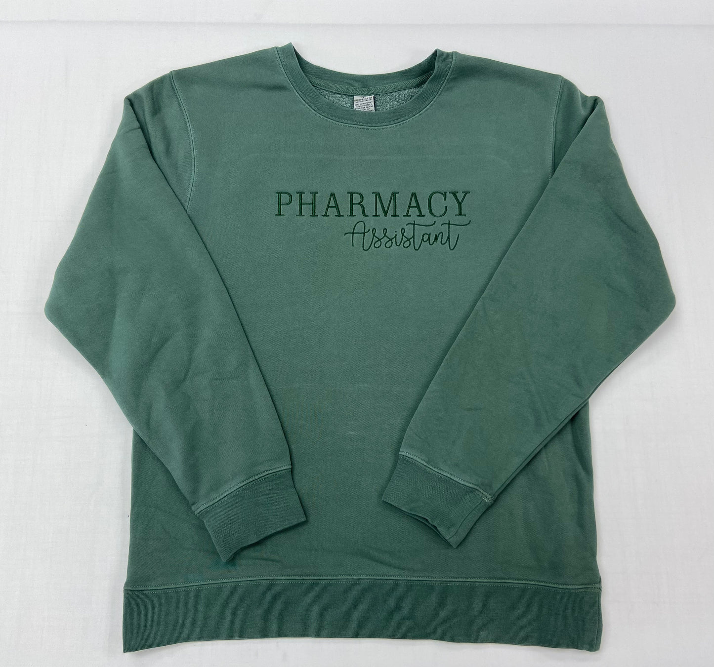 Pharmacy Assistant Embroidered Crewneck | Alpine Green