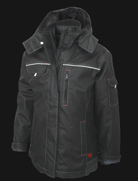 WJ28 - Women’s Poly Oxford 3-In-1 Parka - Black - XL