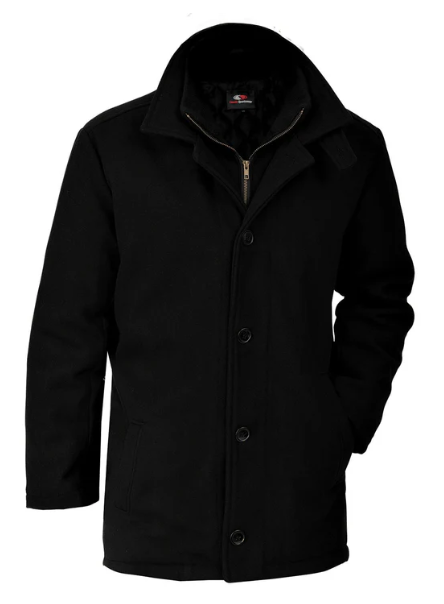 L0329Y - Bayside - Youth Melton Insulated Peacoat - Black
