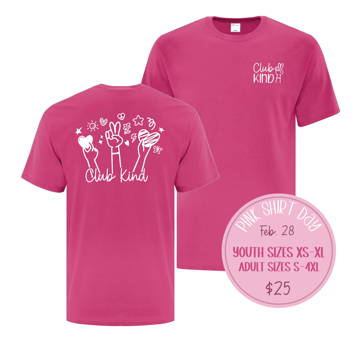 Club Kind Youth Unisex Pink Shirt Day