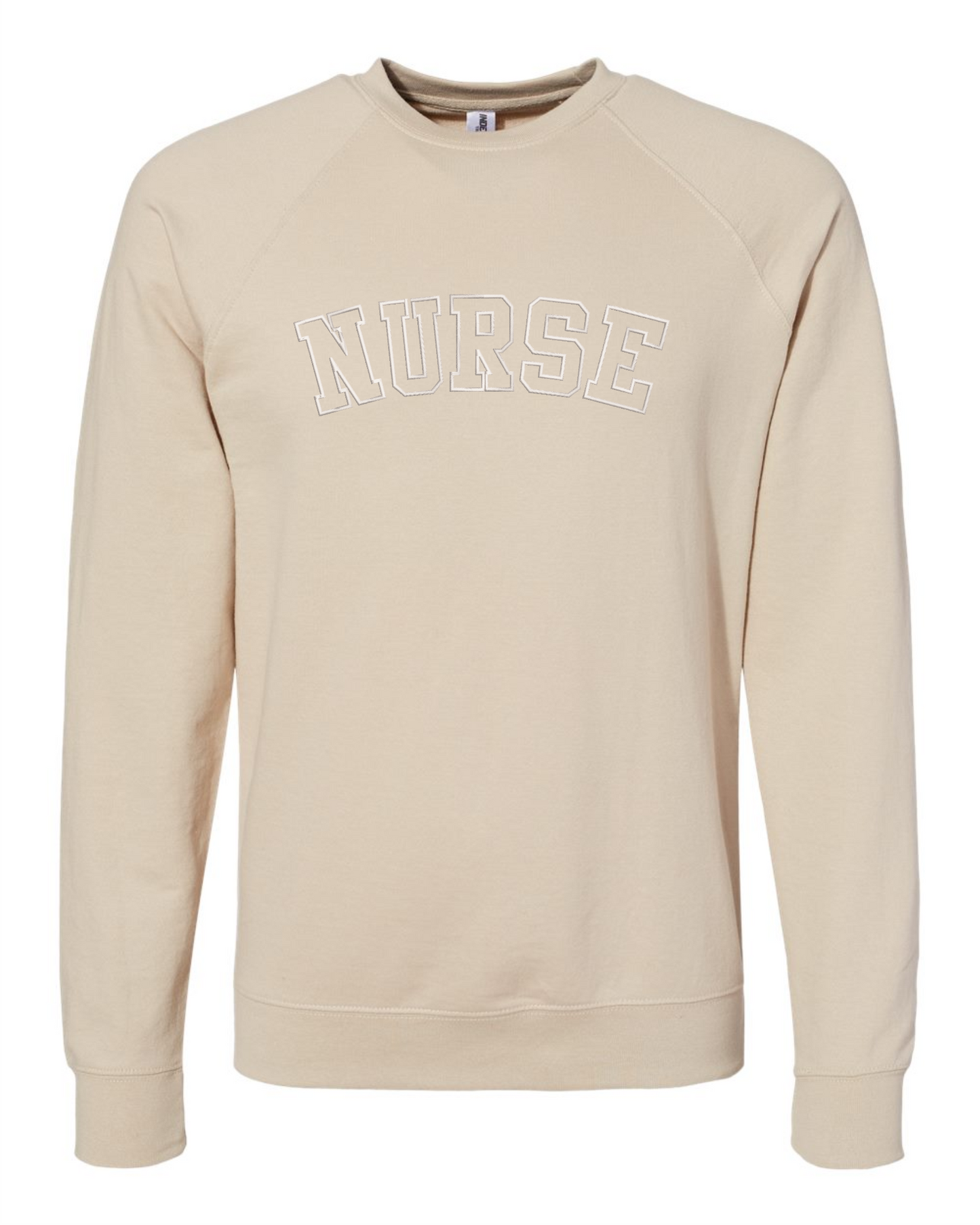 Sand - Stylish and Comfortable Embroidered Nurse Crewneck: Perfect for Healthcare Professionals Active